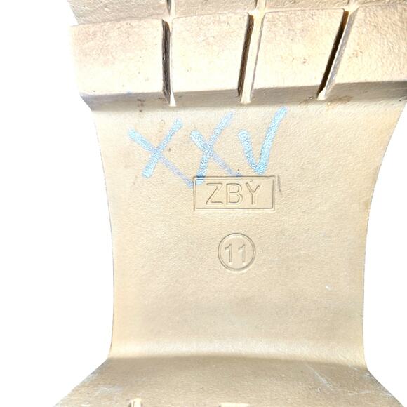 ZBY 11 Cream Women's Combat Ankle Boots 3 Inch High Heel Shoe Chunky - Picture 6 of 8